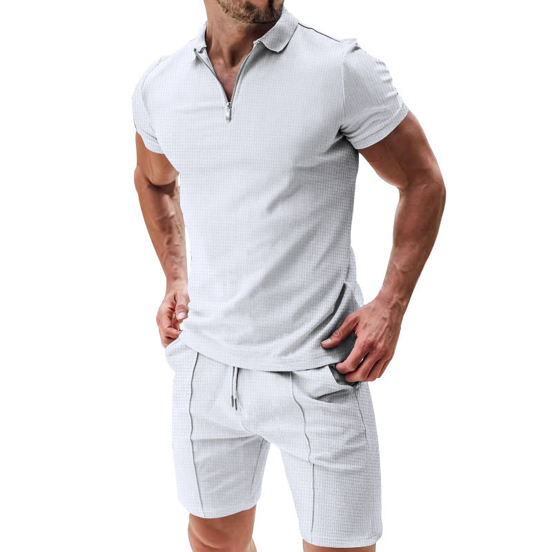 Men's Zipper Collar Shirt & Shorts